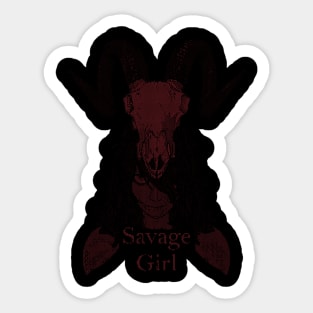 ASCii Savage Girl w/ text (Red) Sticker